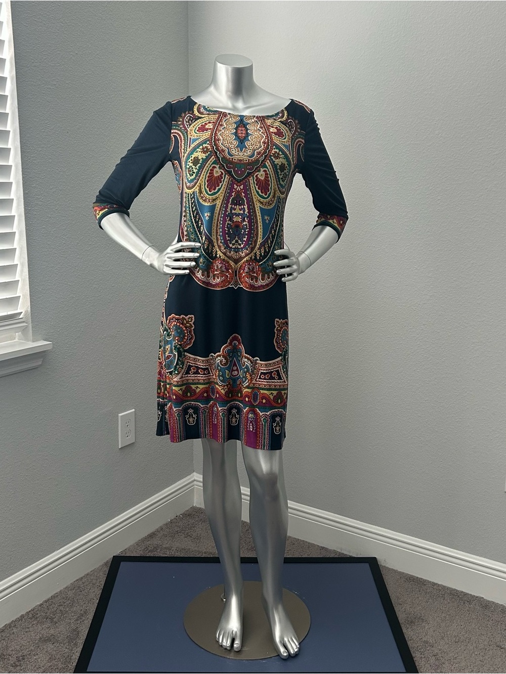 Black Multicolor Paisley-Print Women's Dress